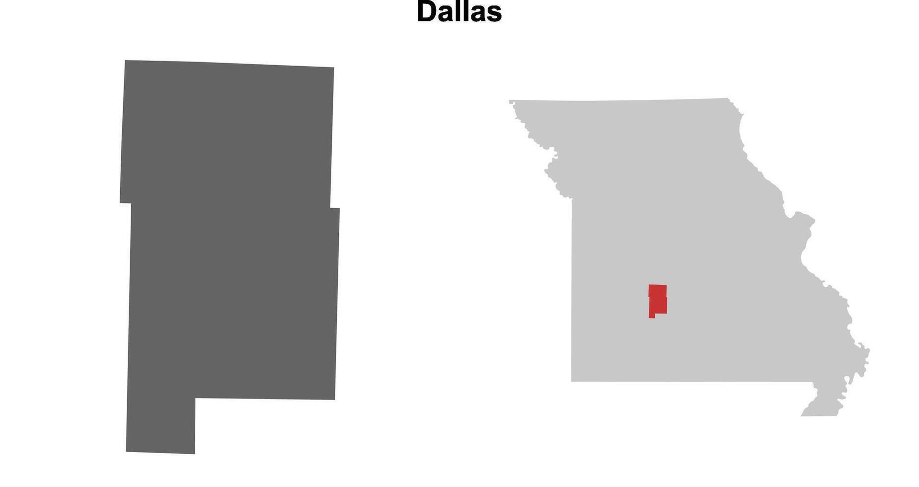 Dallas County, Missouri blank outline map set vector