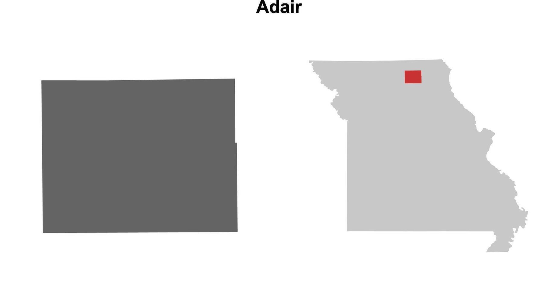 Adair County, Missouri blank outline map set vector