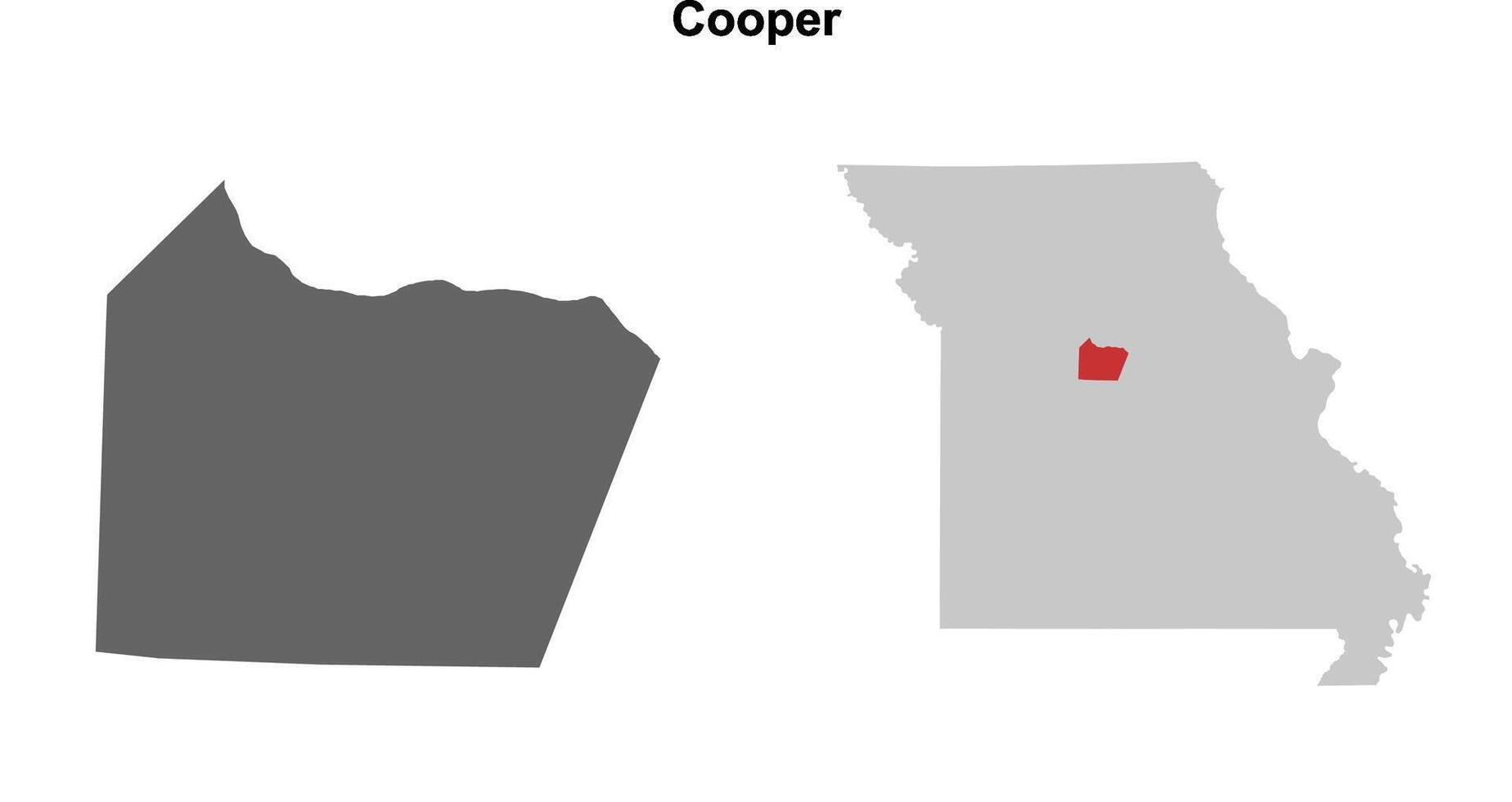 Cooper County, Missouri blank outline map set vector