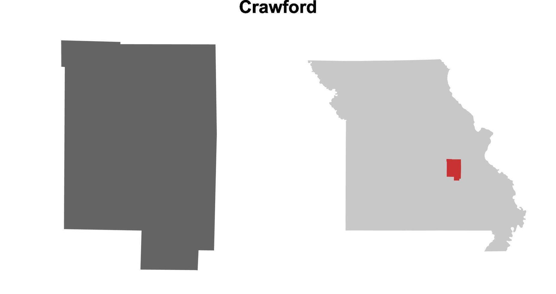 Crawford County, Missouri blank outline map set vector