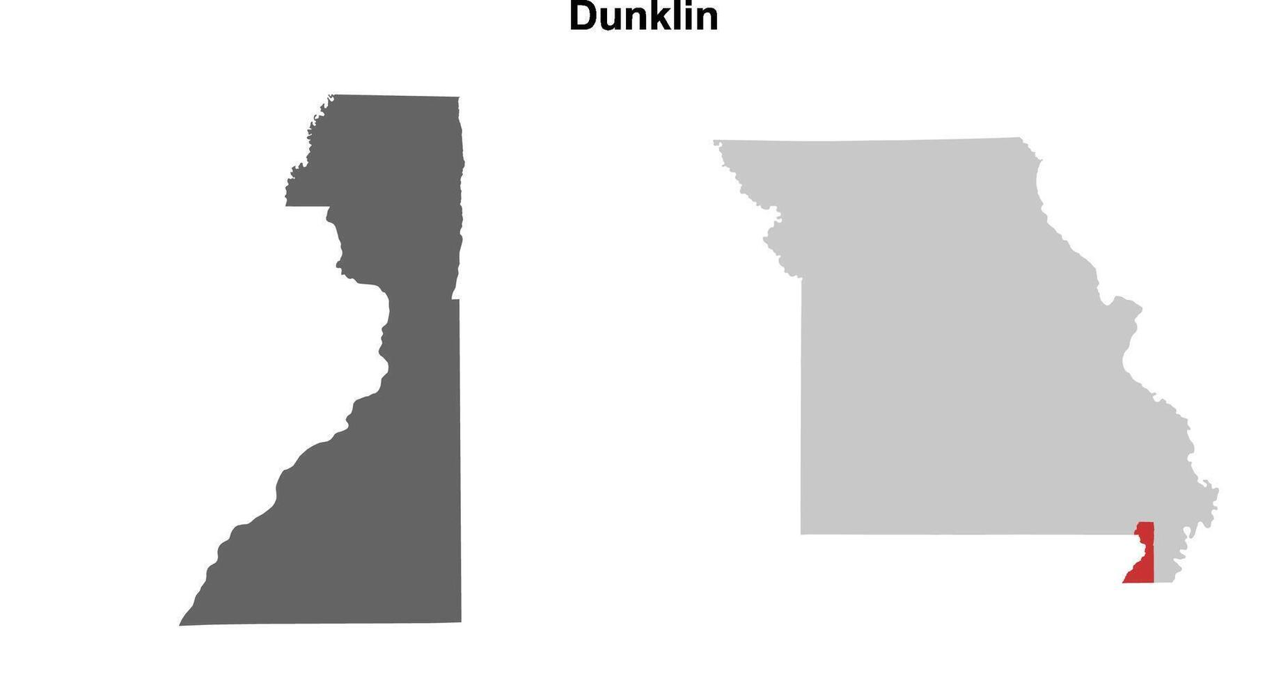 Dunklin County, Missouri blank outline map set vector