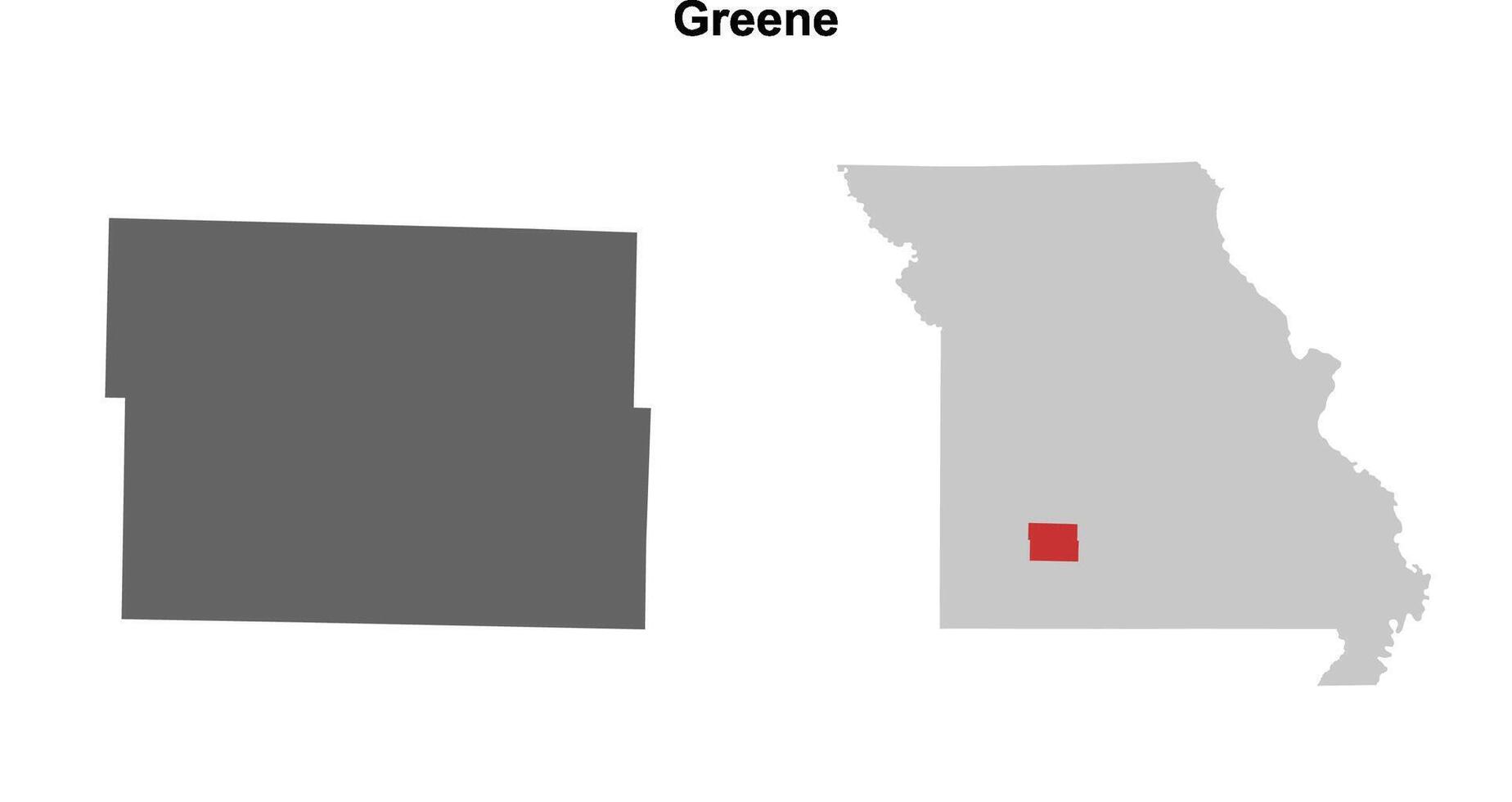 Greene County, Missouri blank outline map set vector