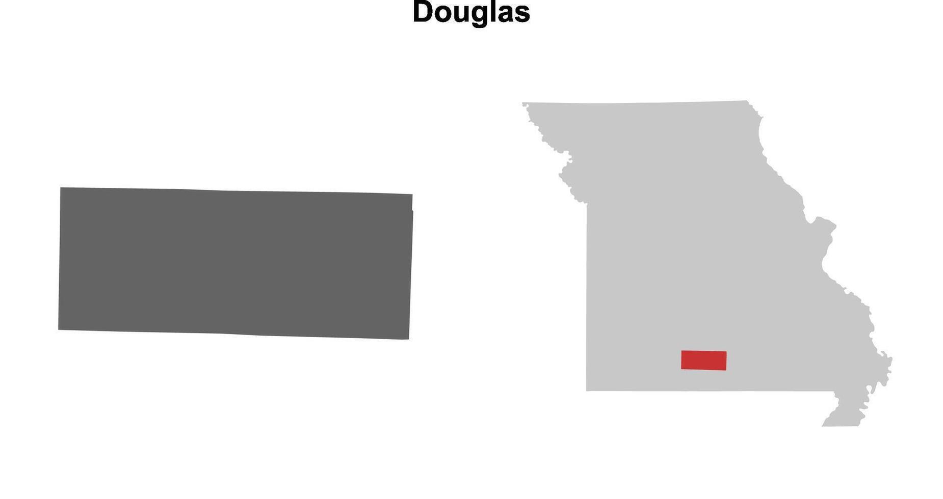 Douglas County, Missouri blank outline map set vector