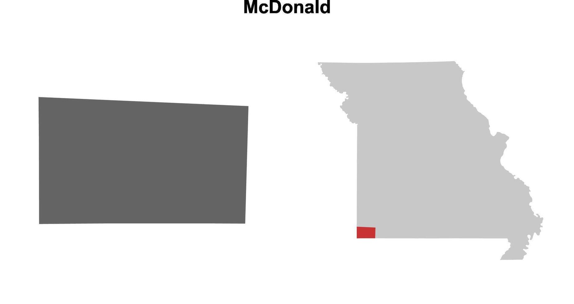 McDonald County, Missouri blank outline map set vector