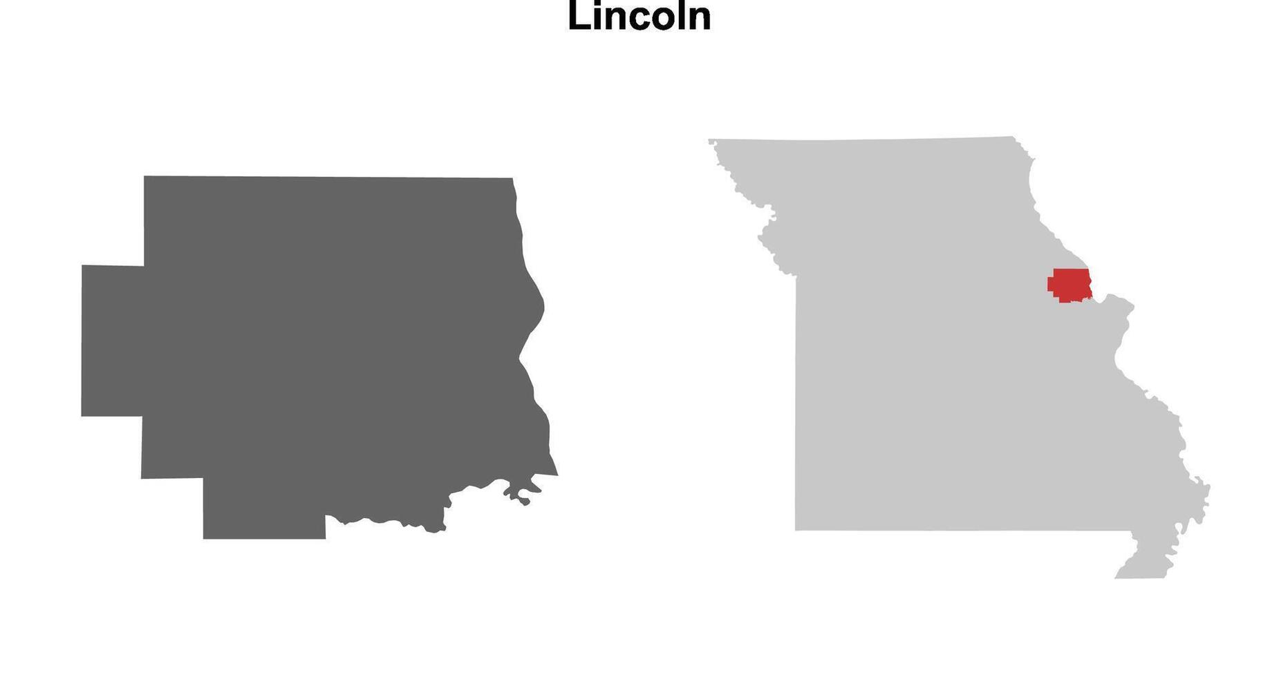 Lincoln County, Missouri blank outline map set vector