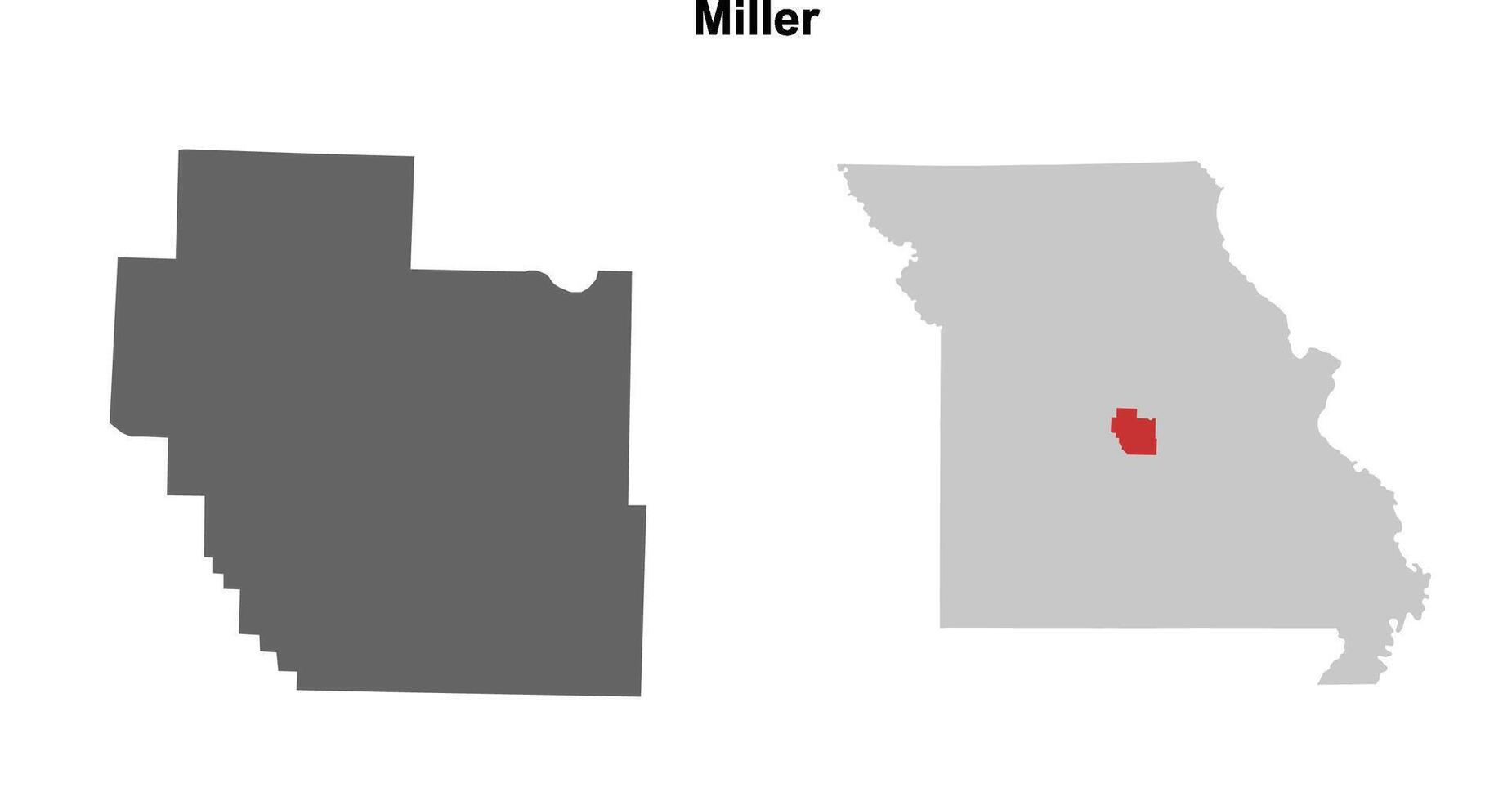 Miller County, Missouri blank outline map set vector