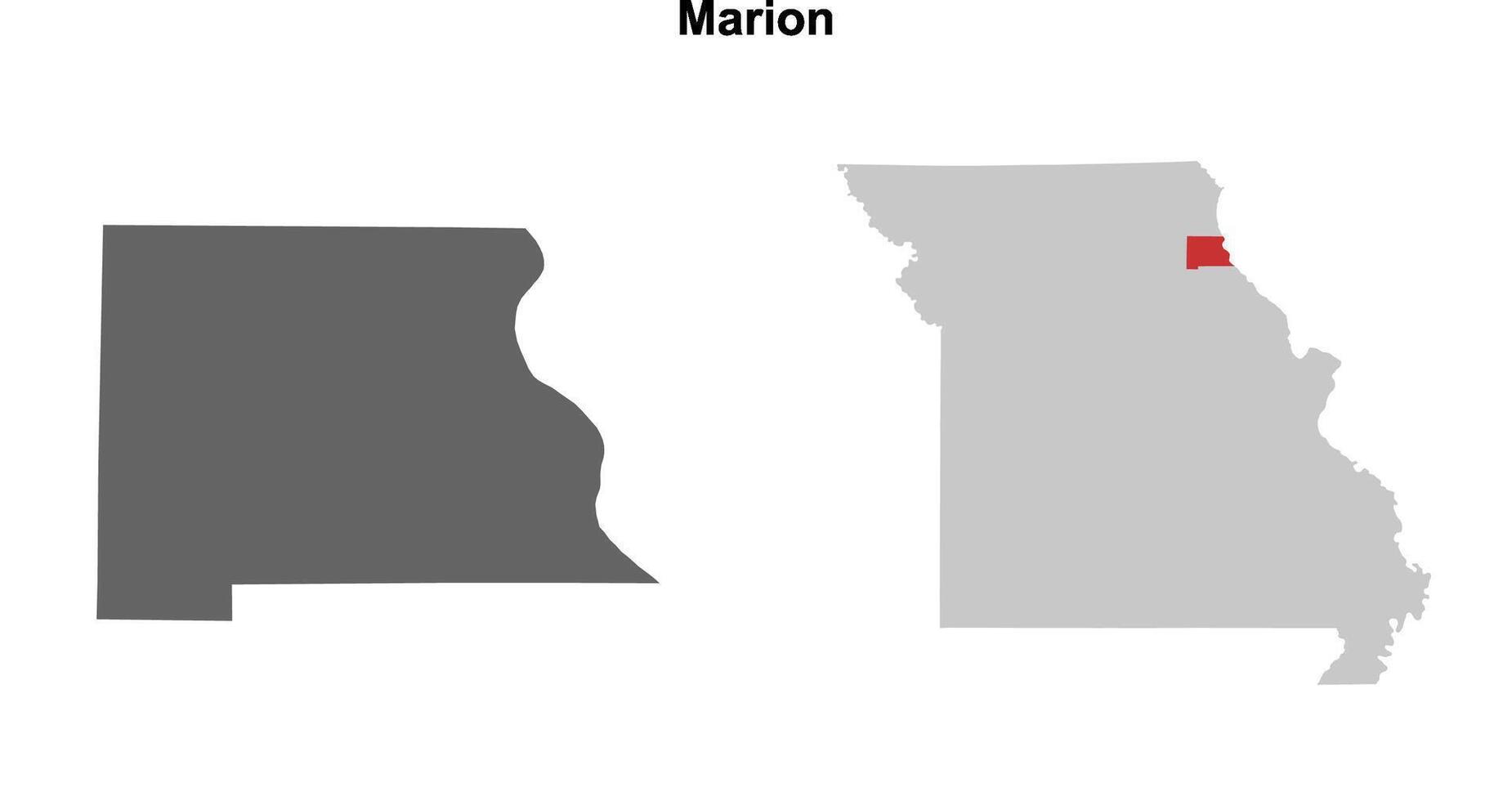 Marion County, Missouri blank outline map set vector