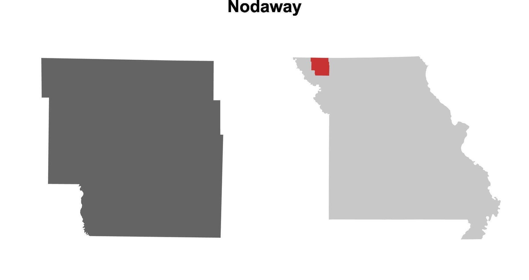 Nodaway County, Missouri blank outline map set vector