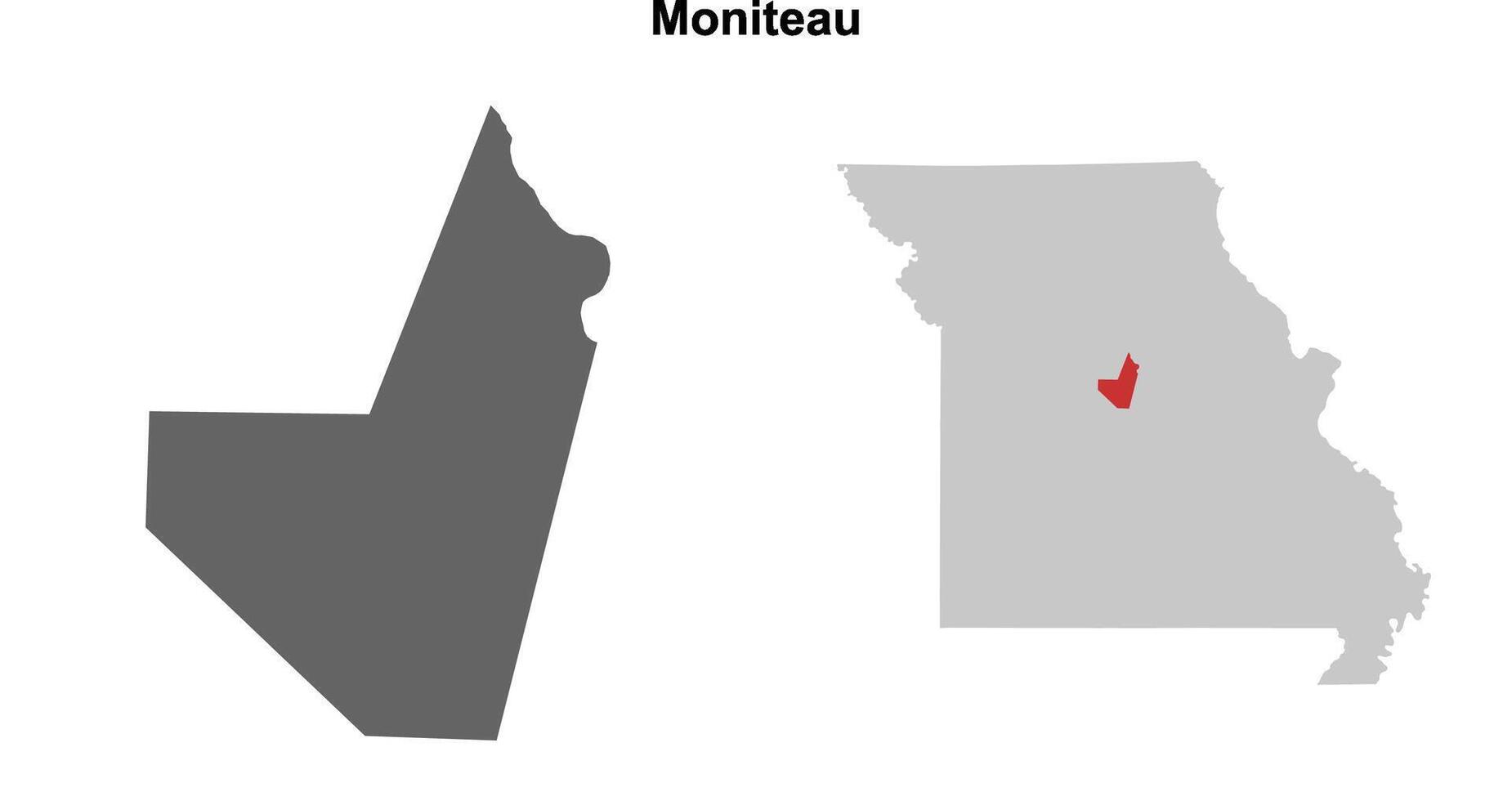 Moniteau County, Missouri blank outline map set vector