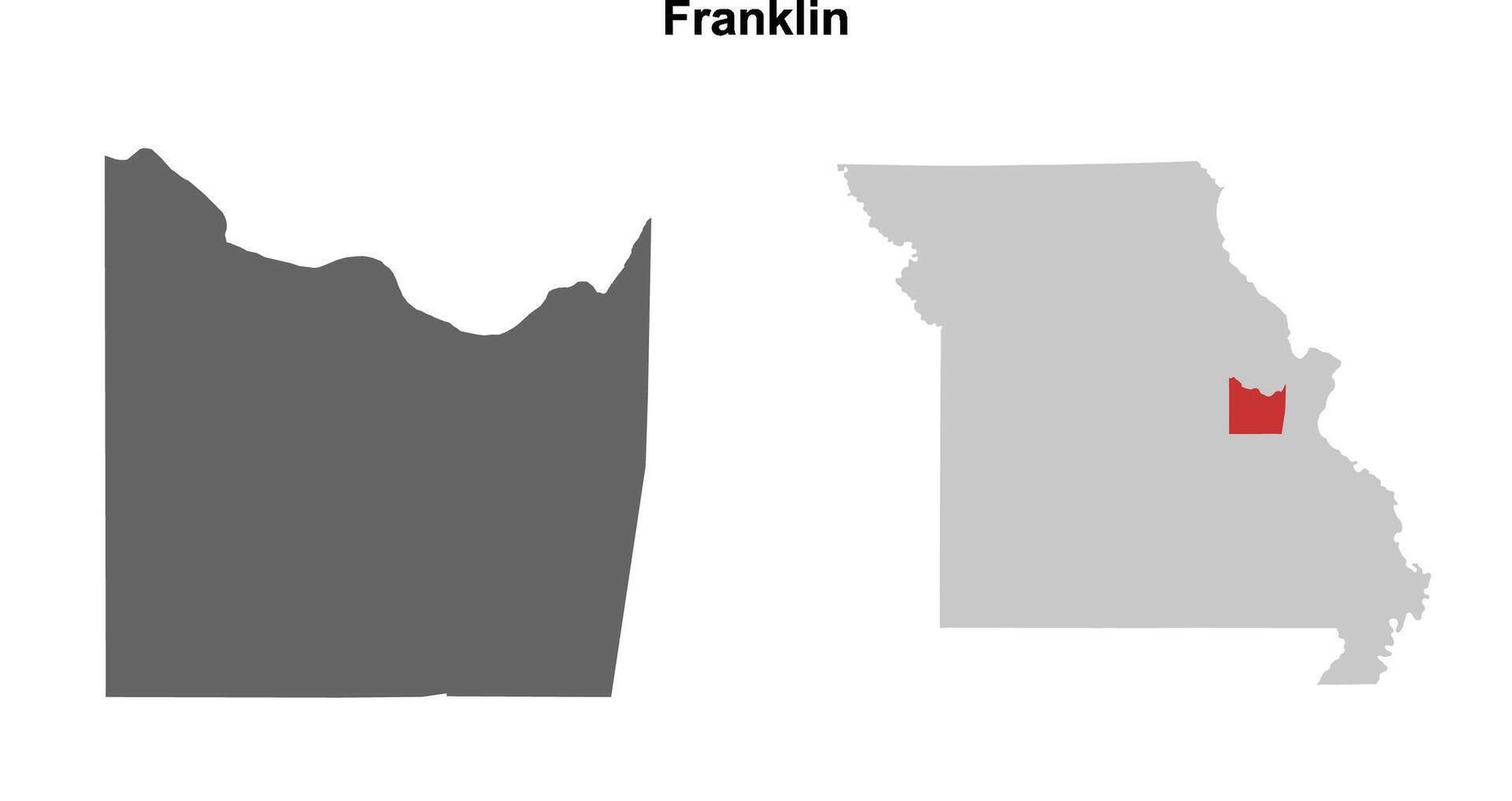 Franklin County, Missouri blank outline map set vector
