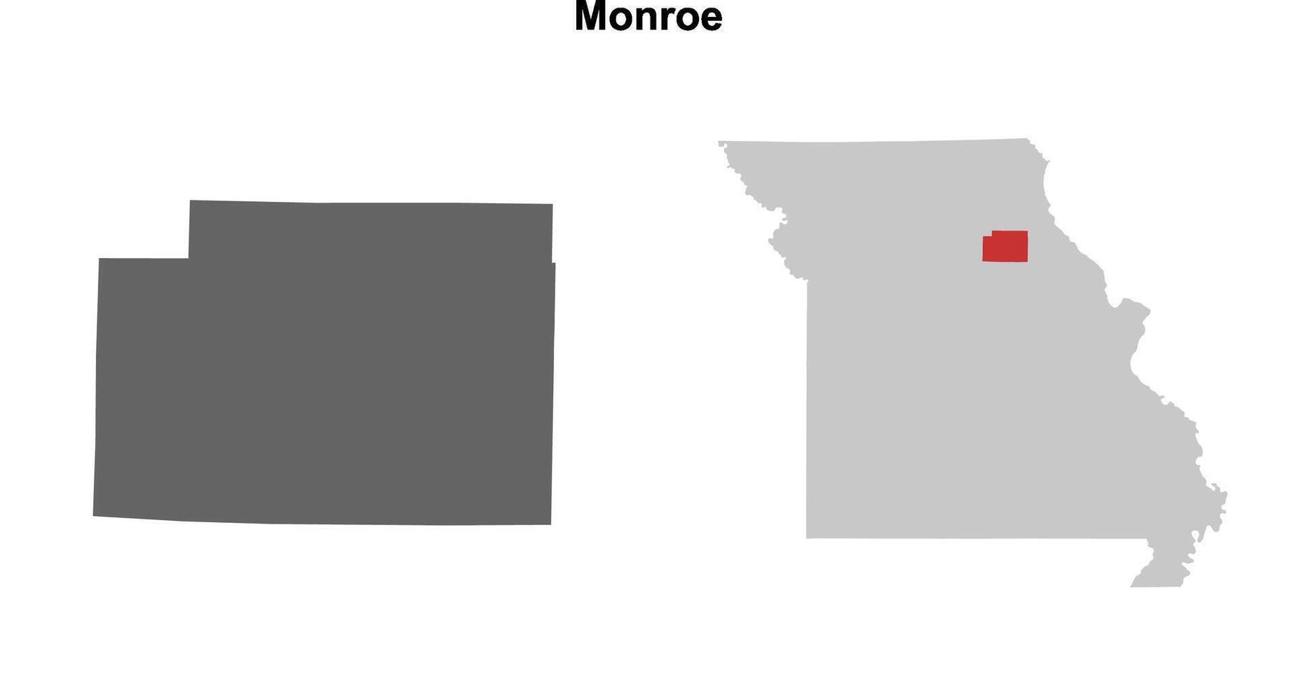 Monroe County, Missouri blank outline map set vector