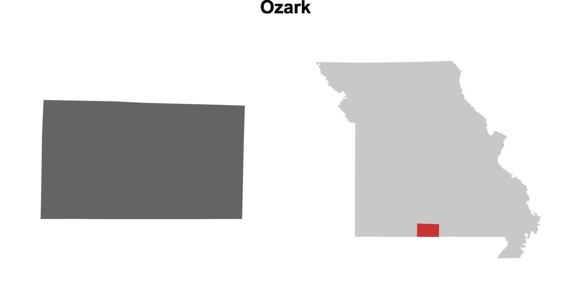 Ozark County, Missouri blank outline map set vector