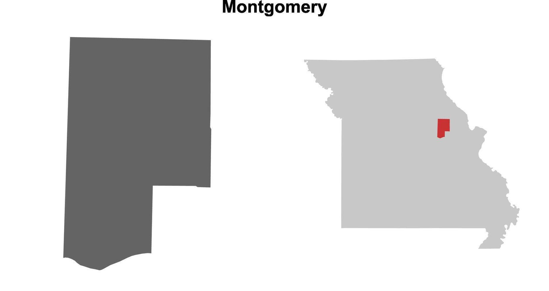 Montgomery County, Missouri blank outline map set vector