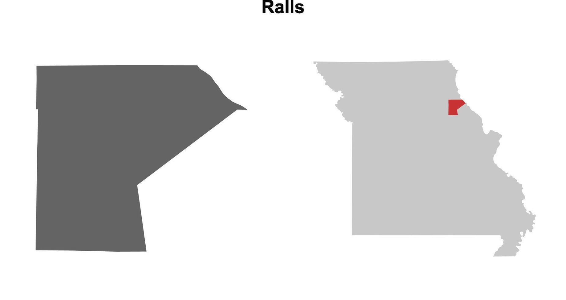 Ralls County, Missouri blank outline map set vector