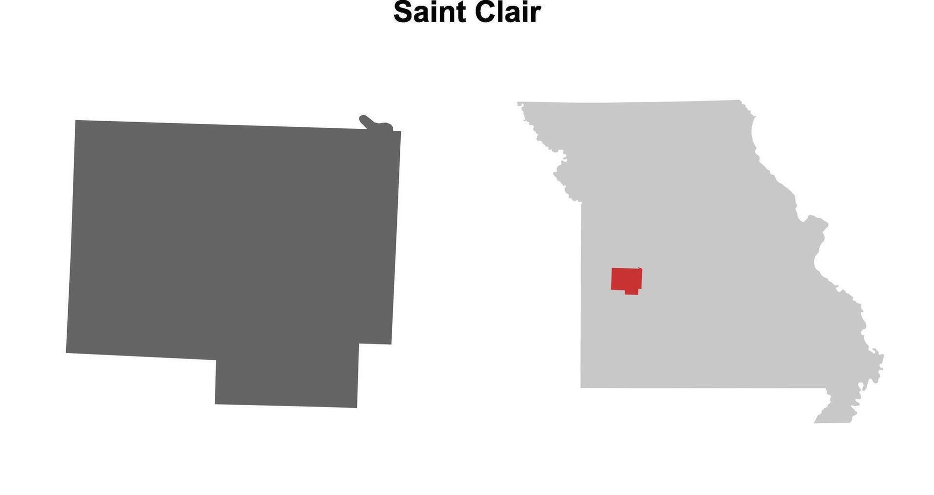 Saint Clair County, Missouri blank outline map set vector