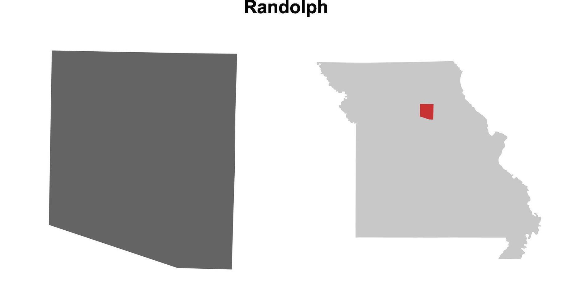 Randolph County, Missouri blank outline map set vector