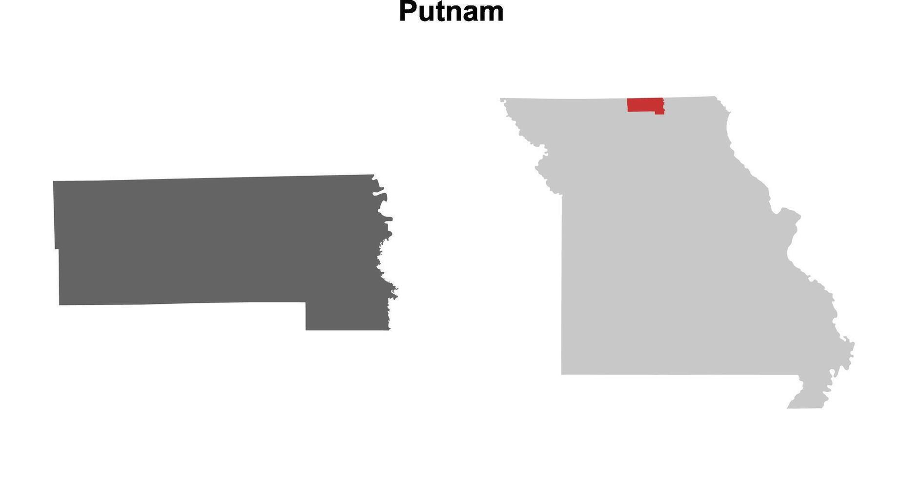 Putnam County, Missouri blank outline map set vector