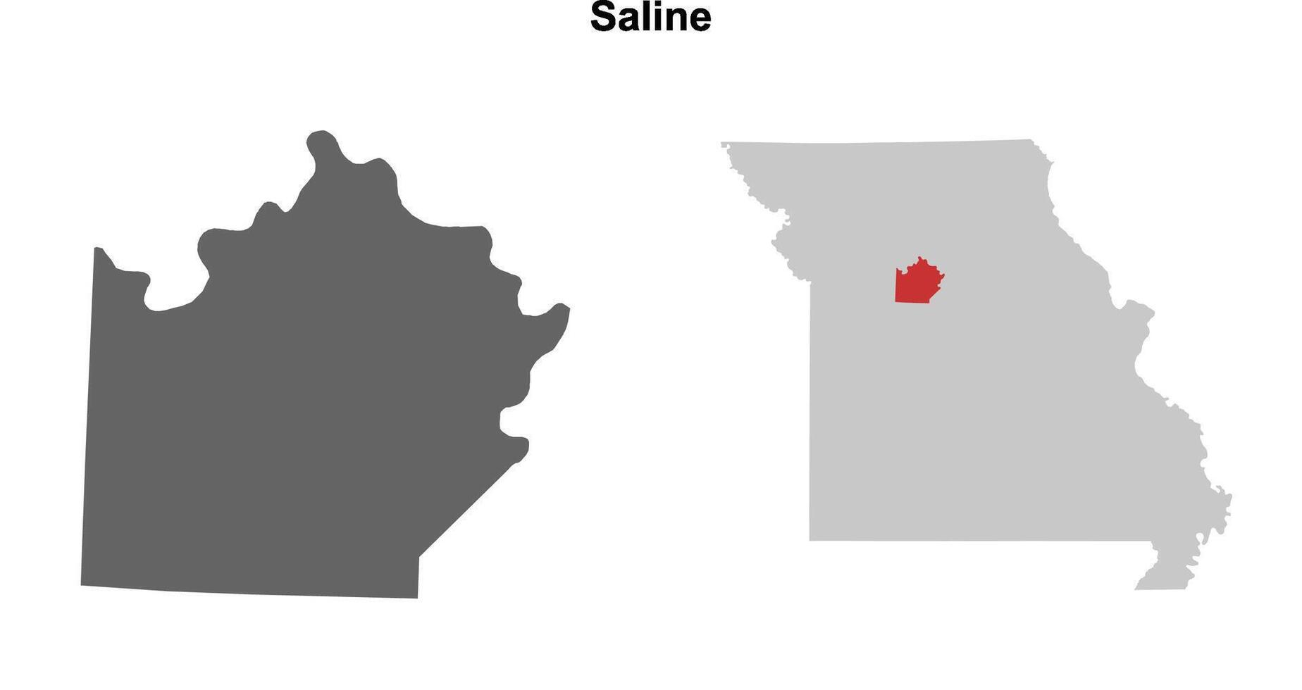 Saline County, Missouri blank outline map set vector