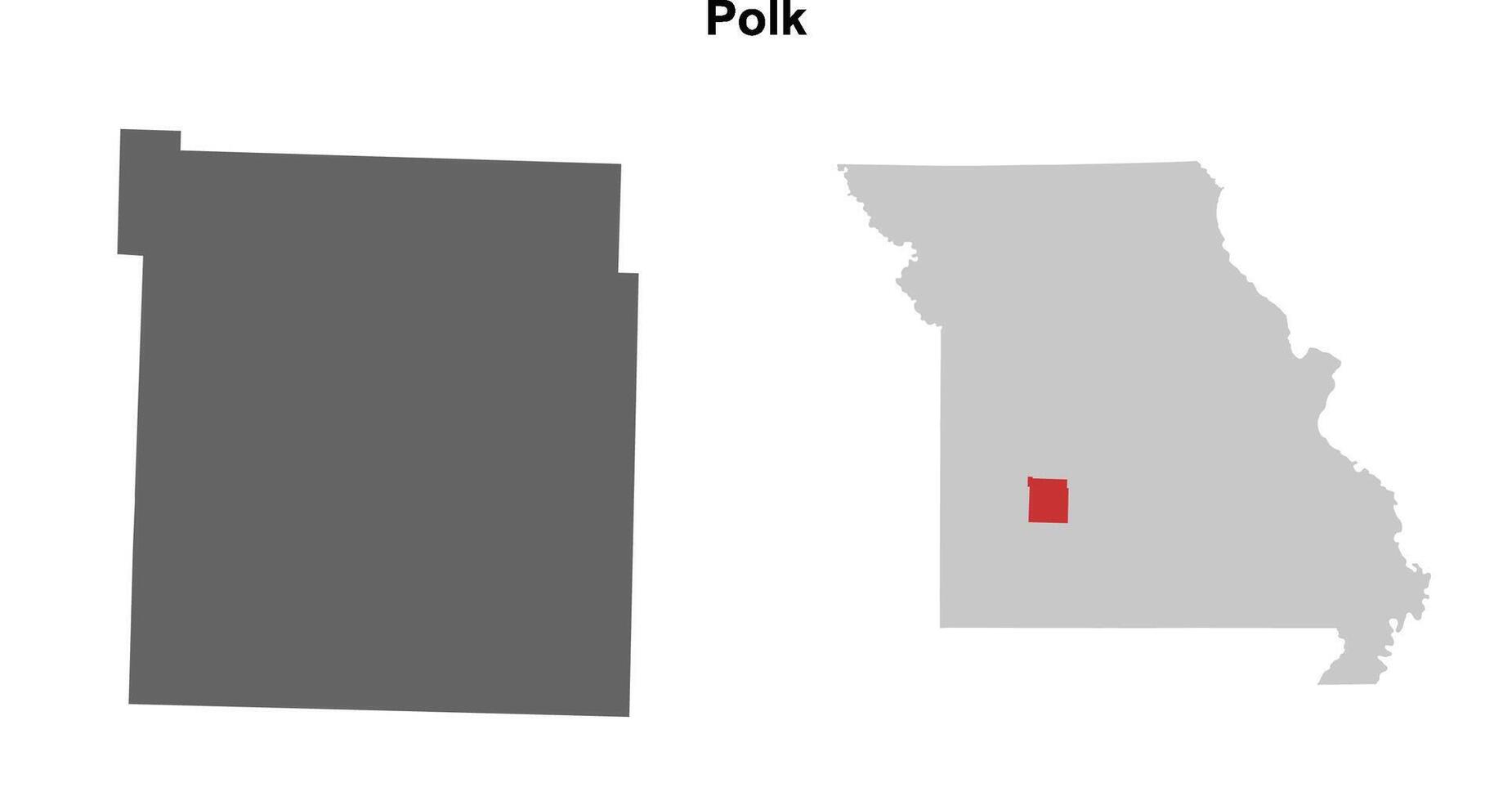 Polk County, Missouri blank outline map set vector
