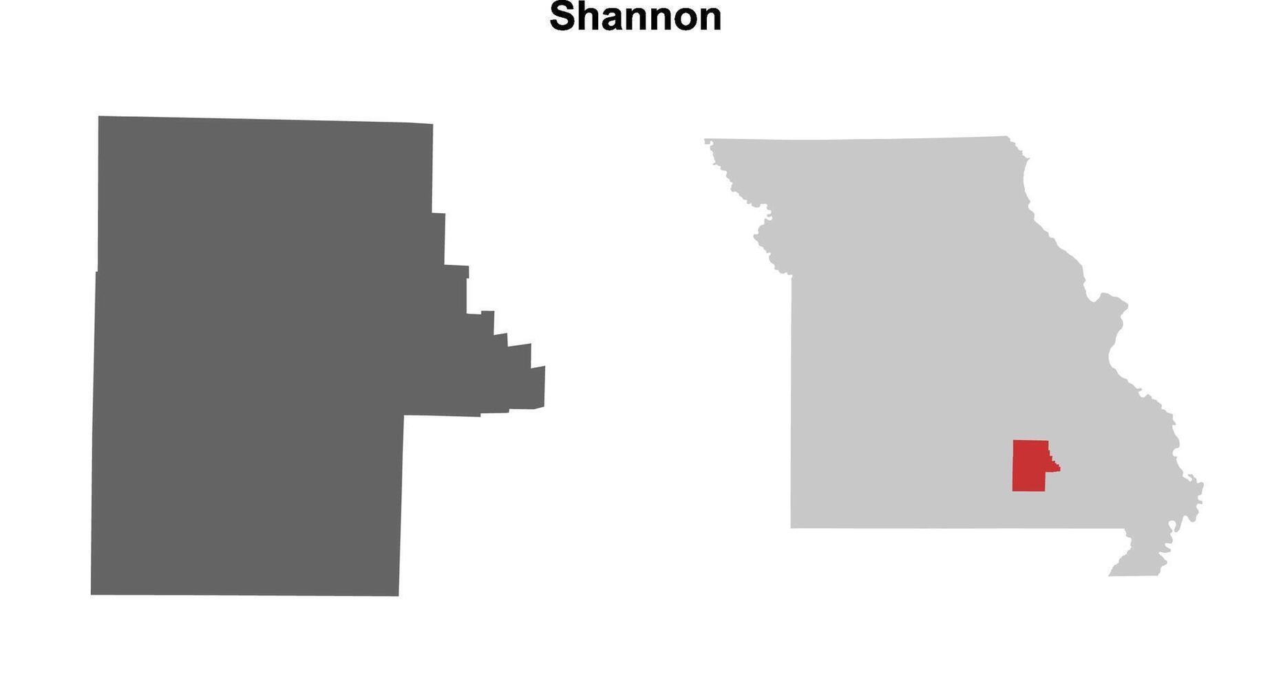 Shannon County, Missouri blank outline map set vector