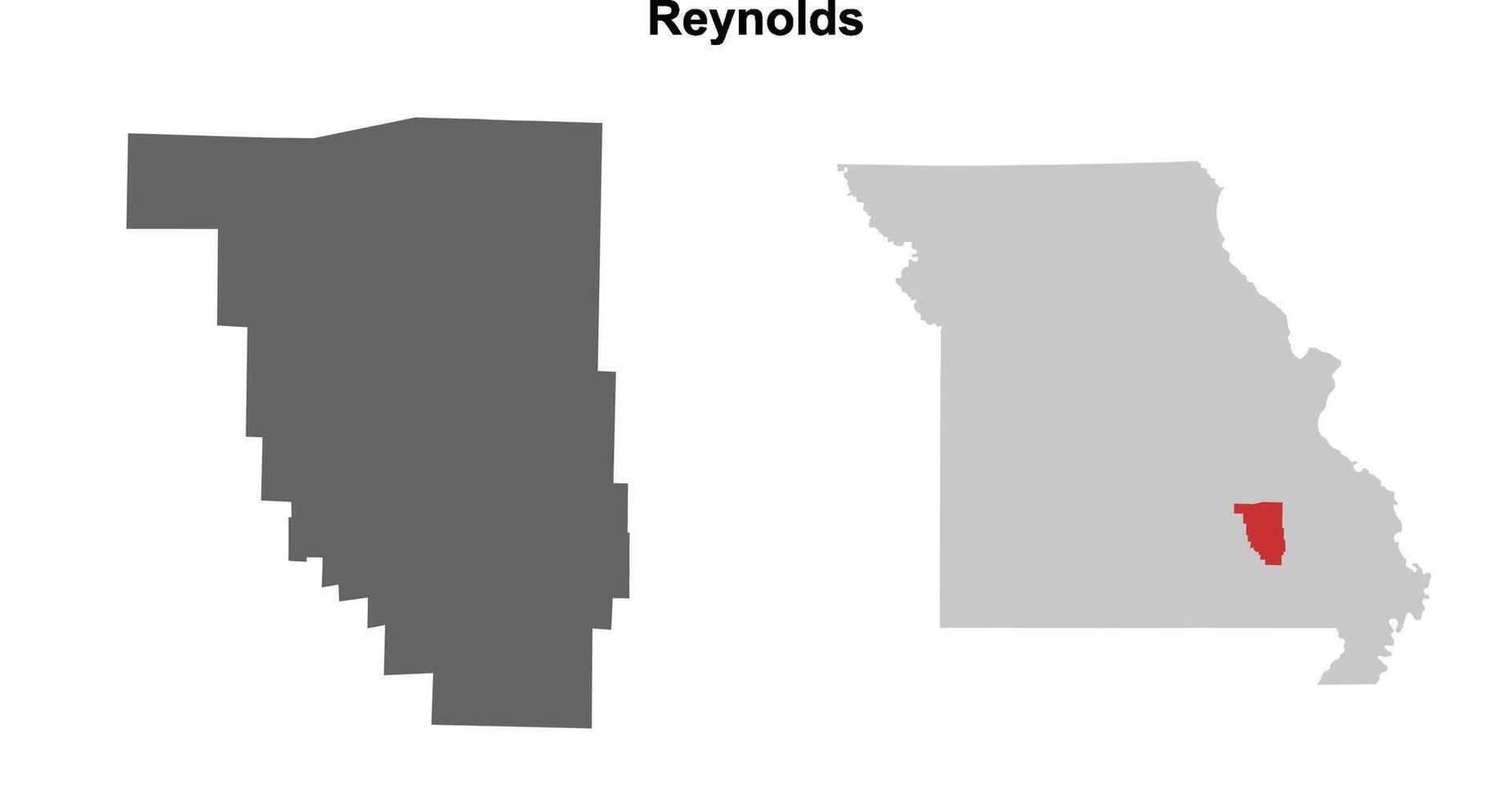 Reynolds County, Missouri blank outline map set vector