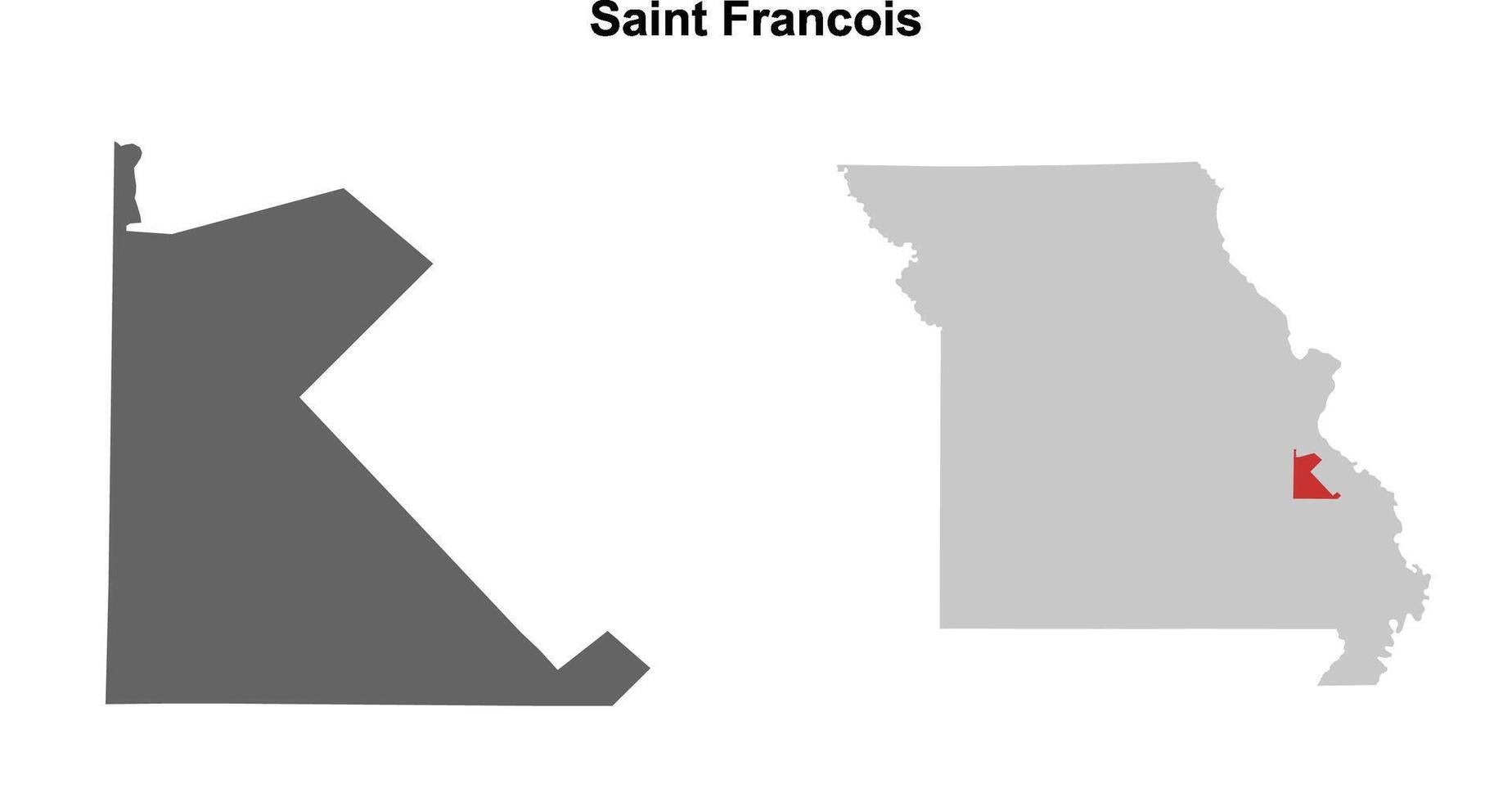 Saint Francois County, Missouri blank outline map set vector