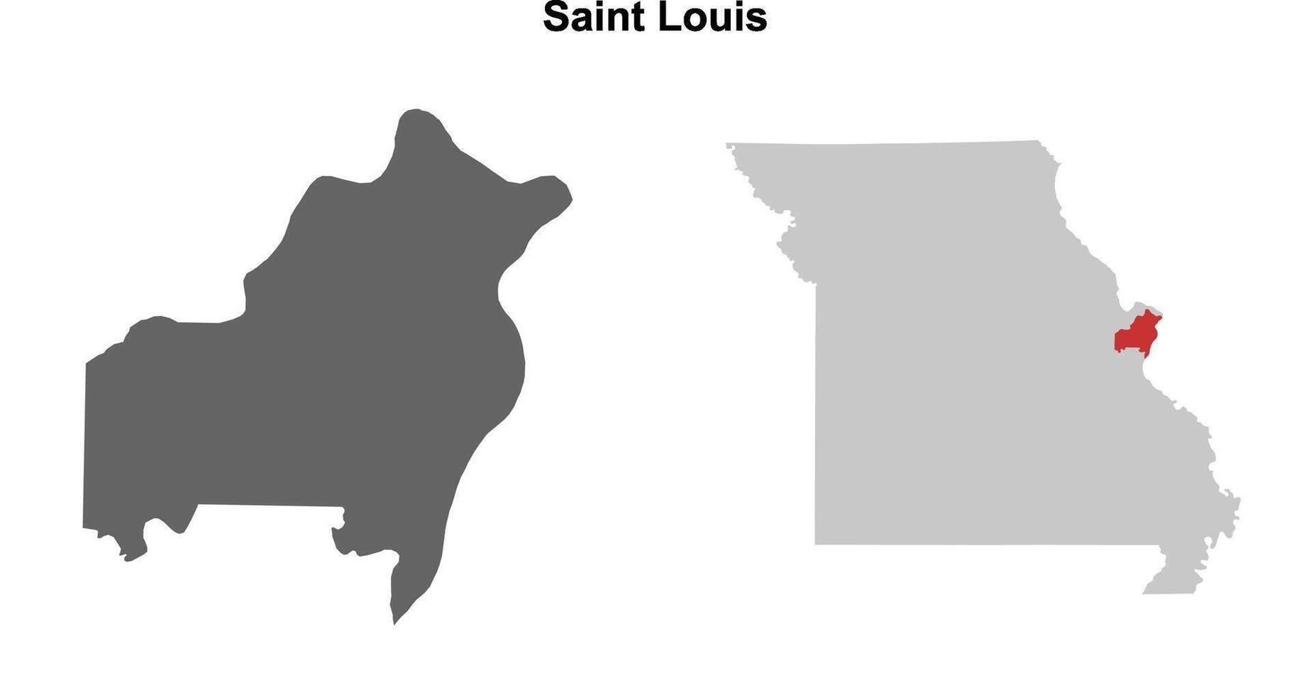 Saint Louis County, Missouri blank outline map set vector