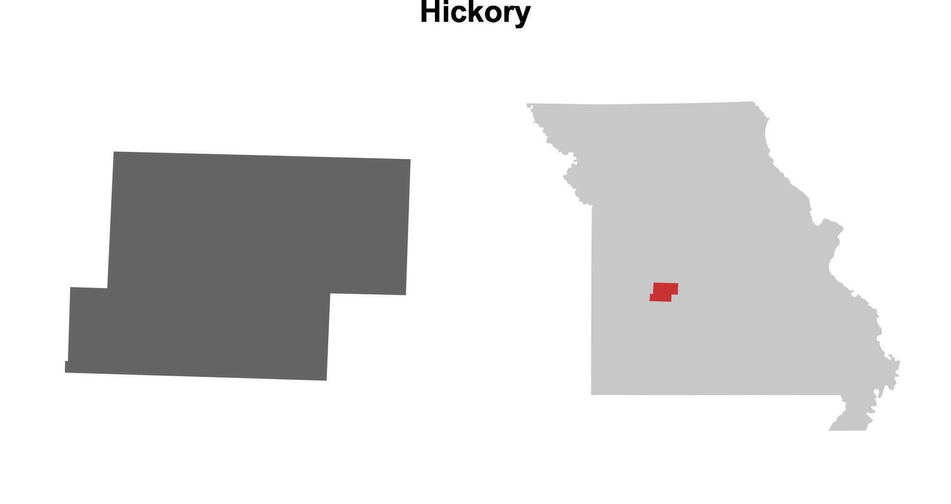 Hickory County, Missouri blank outline map set vector