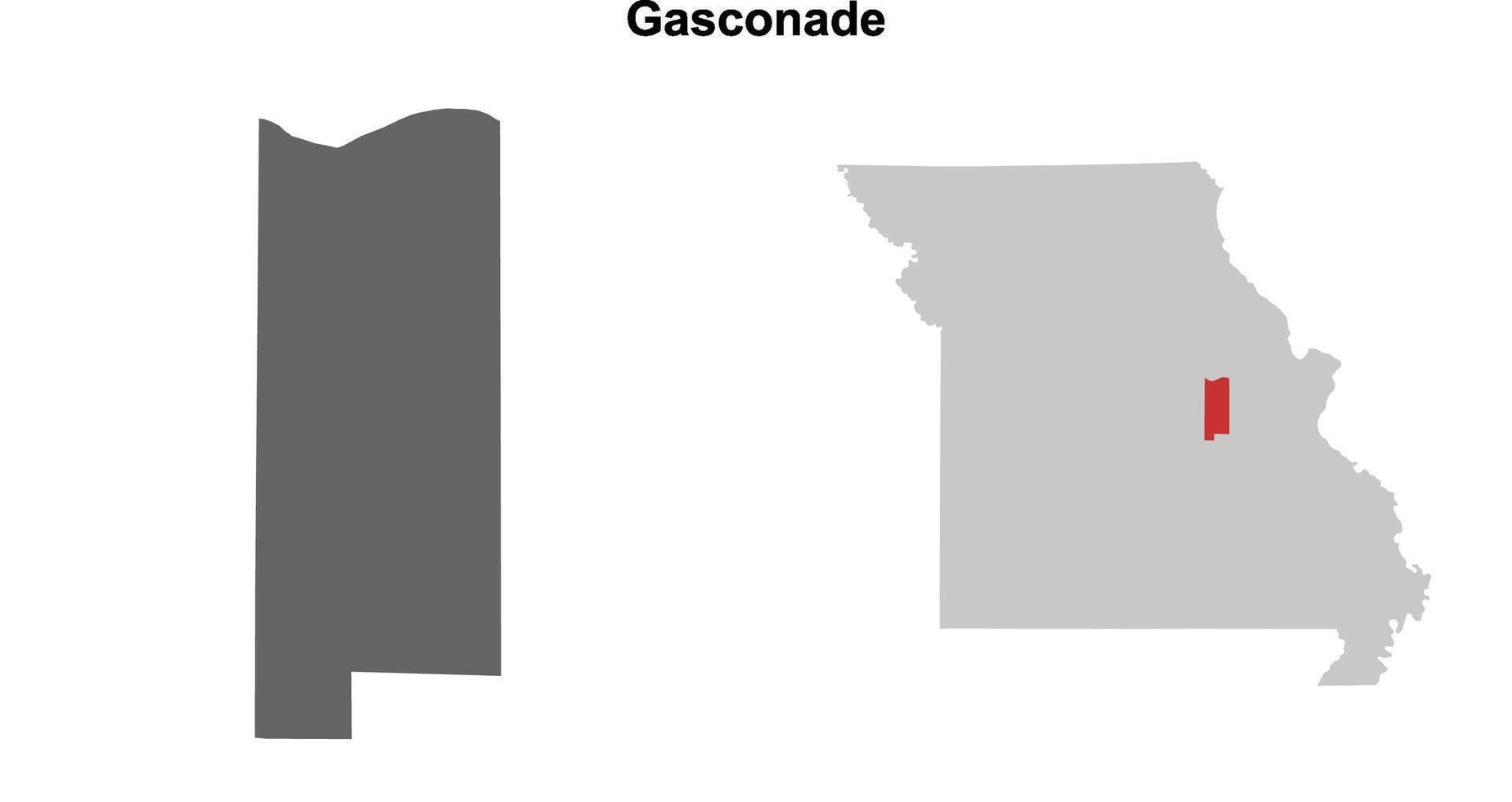 Gasconade County, Missouri blank outline map set vector