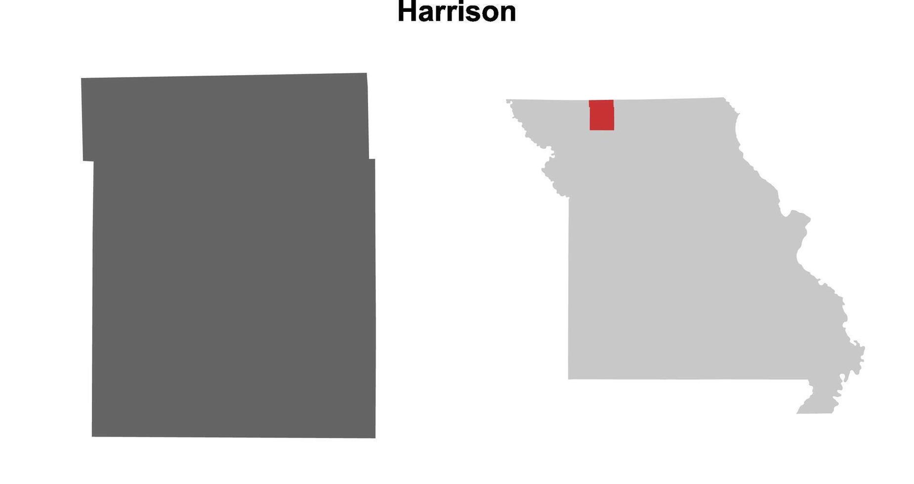 Harrison County, Missouri blank outline map set vector