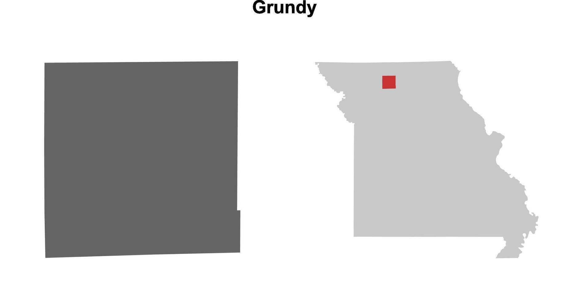 Grundy County, Missouri blank outline map set vector