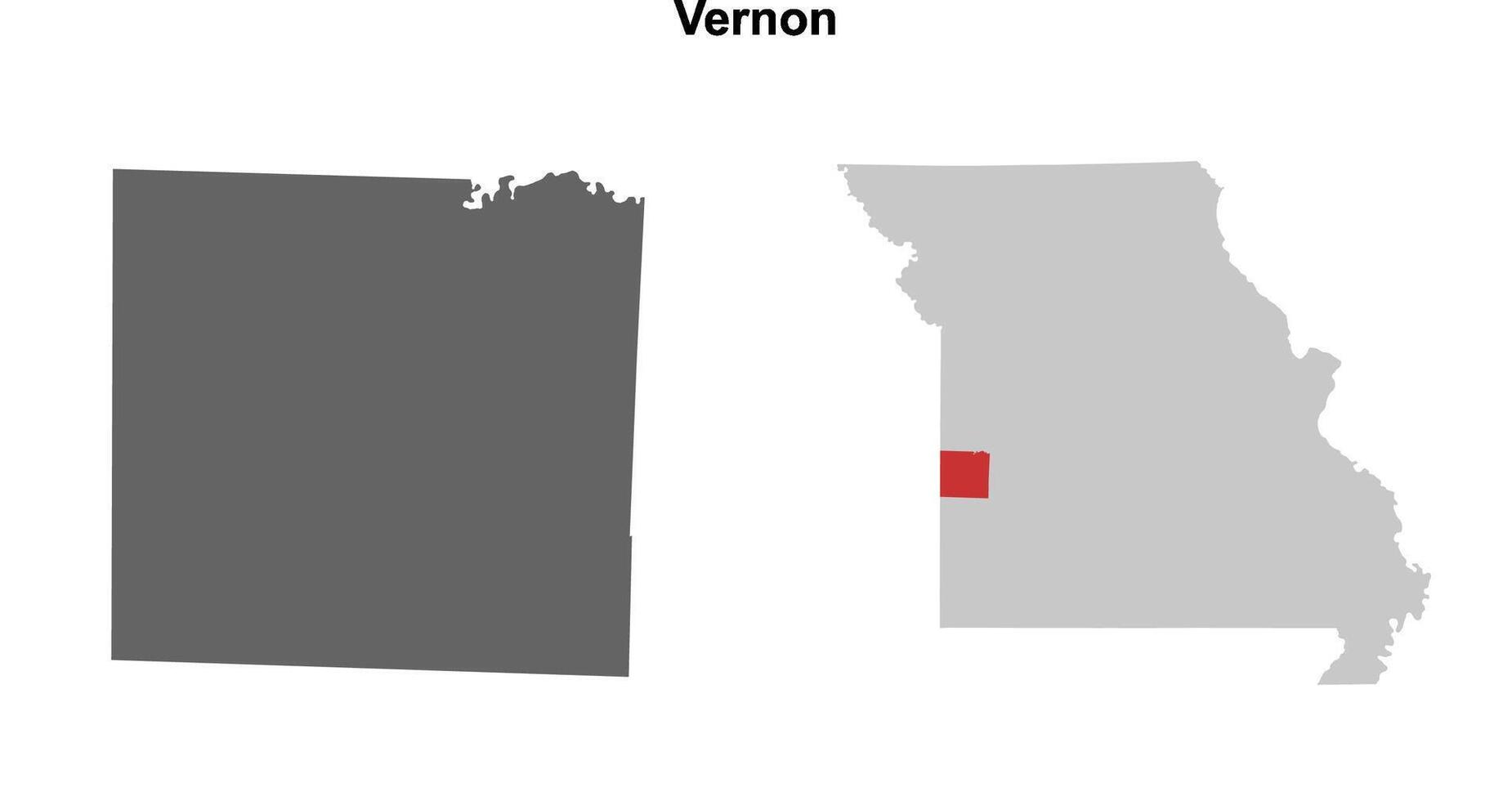 Vernon County, Missouri blank outline map set vector