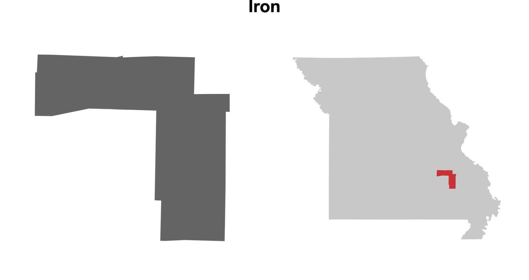 Iron County, Missouri blank outline map set vector