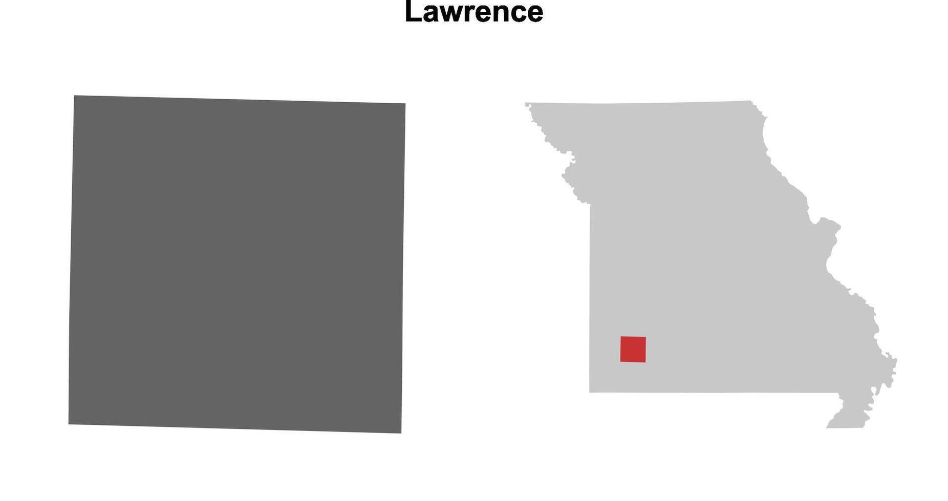 Lawrence County, Missouri blank outline map set vector