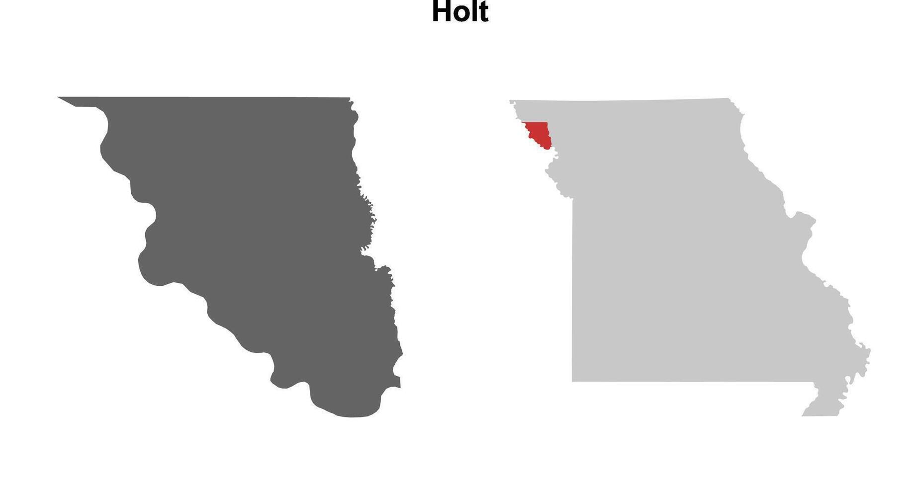 Holt County, Missouri blank outline map set vector