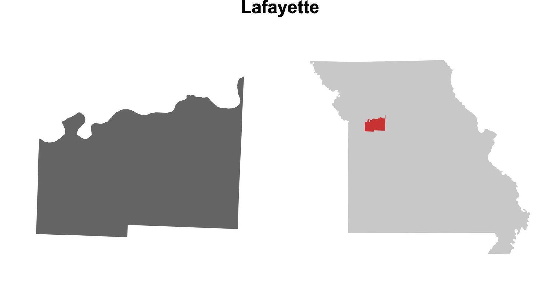 Lafayette County, Missouri blank outline map set vector