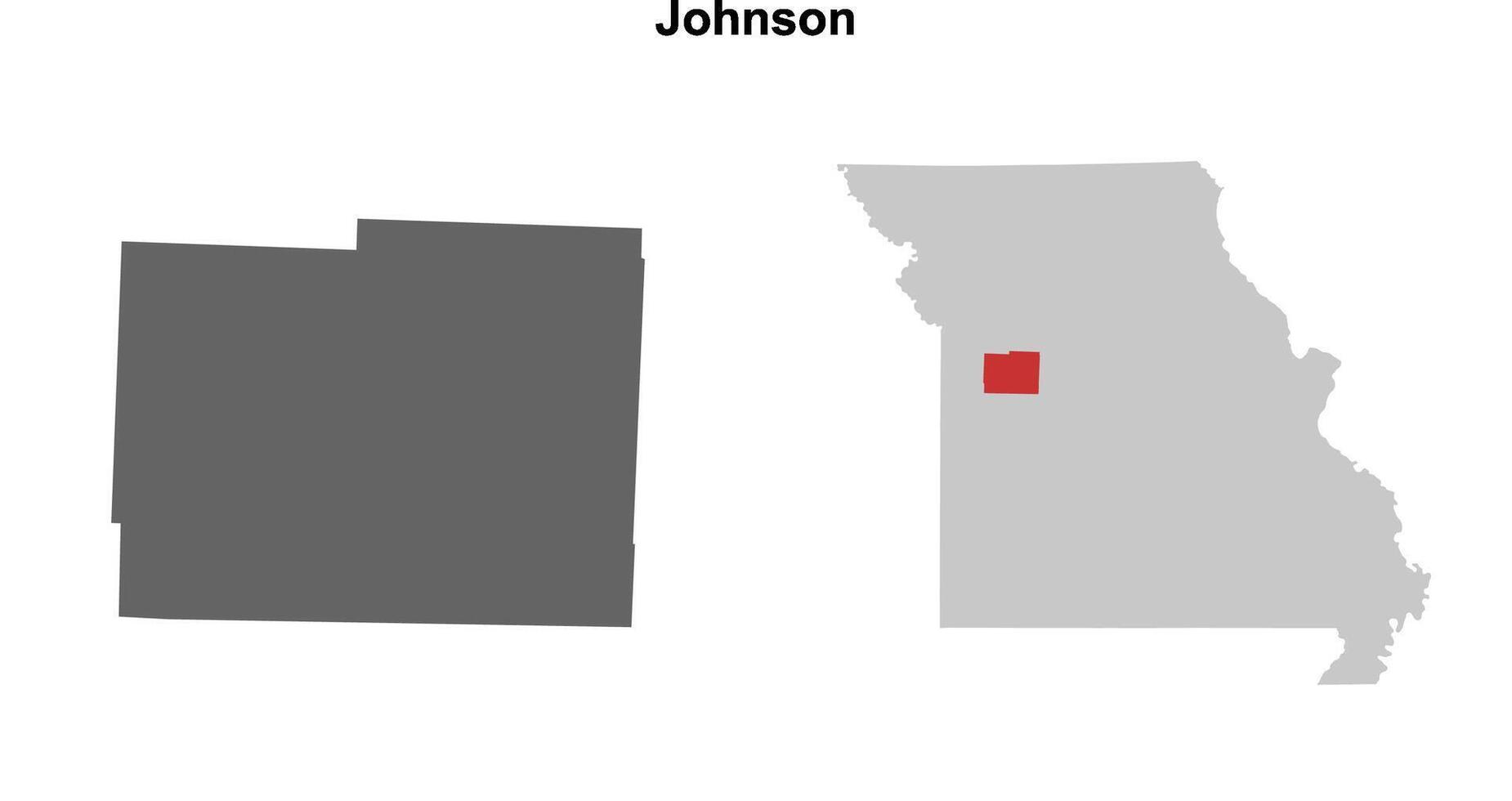 Johnson County, Missouri blank outline map set vector