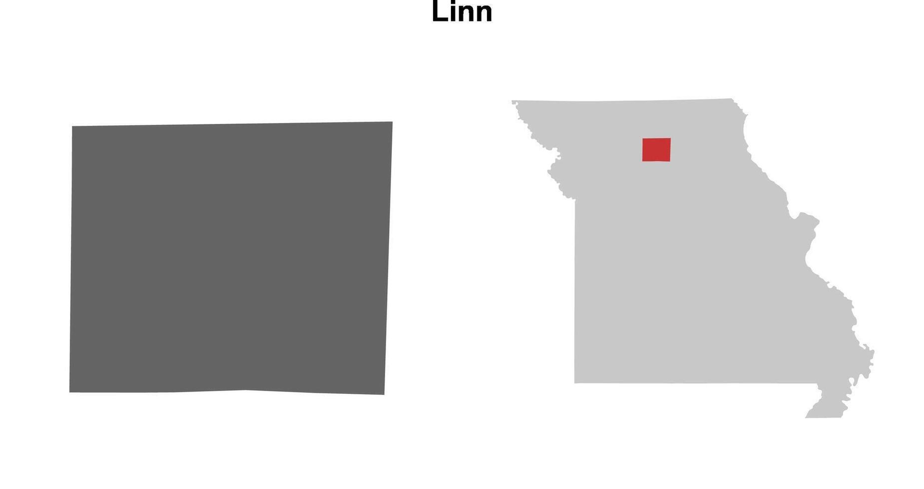 Linn County, Missouri blank outline map set vector