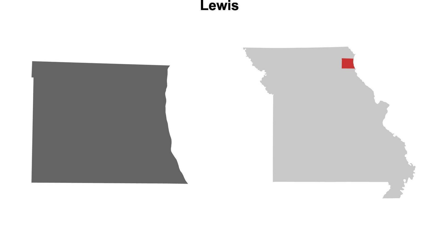Lewis County, Missouri blank outline map set vector