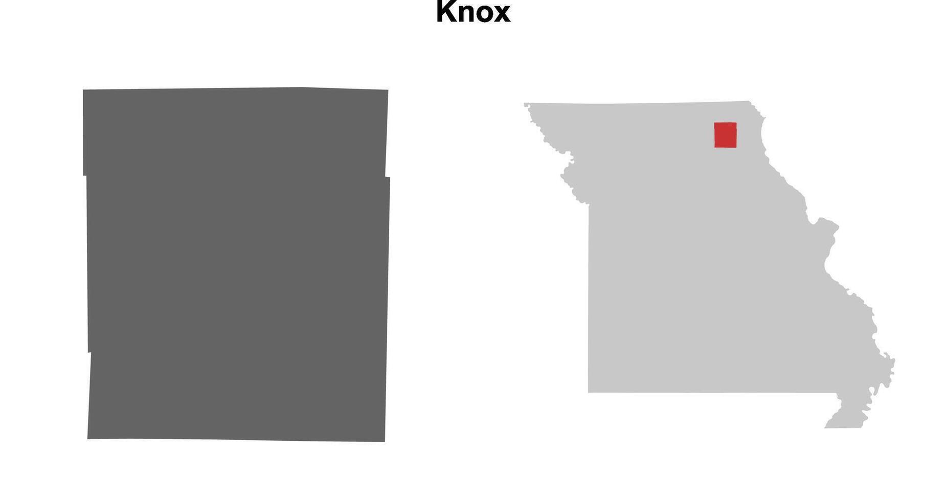 Knox County, Missouri blank outline map set vector