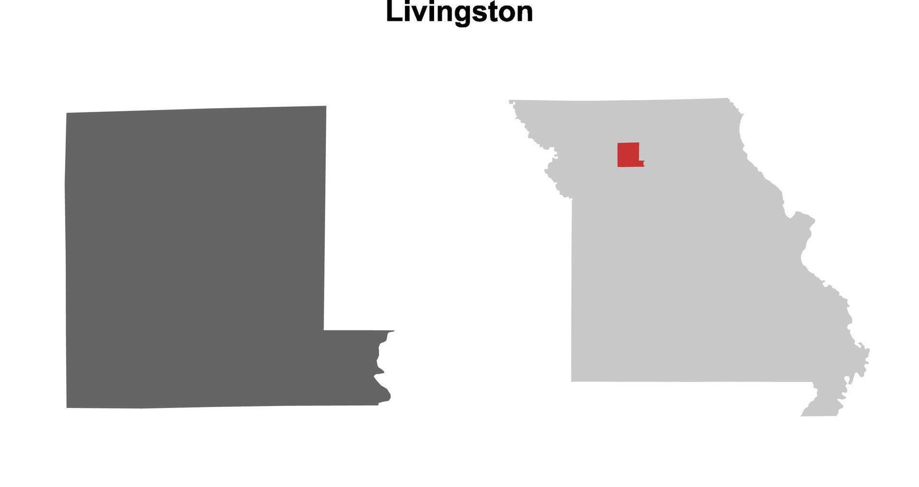 Livingston County, Missouri blank outline map set vector