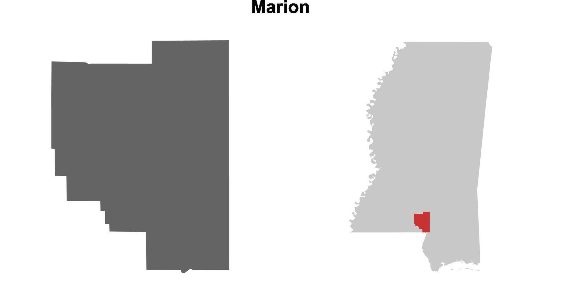Marion County, Mississippi blank outline map set vector