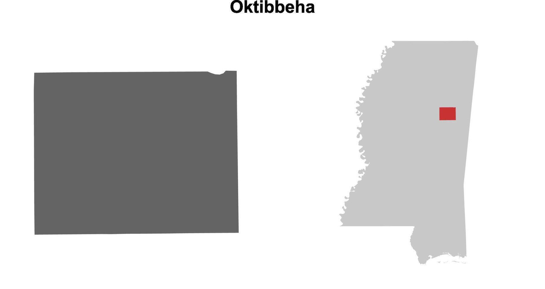 Oktibbeha County, Mississippi blank outline map set vector