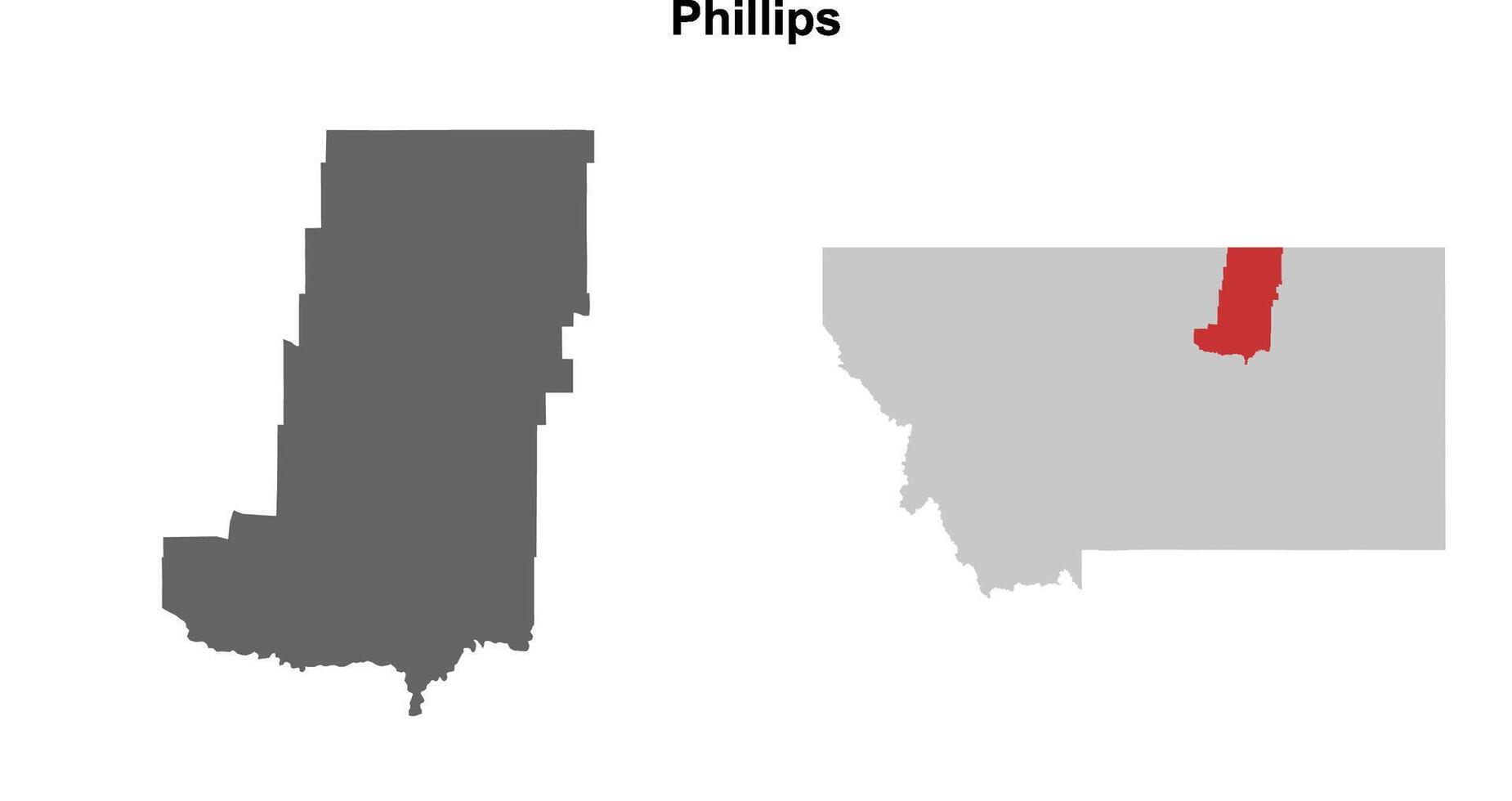 Phillips County, Montana blank outline map set vector