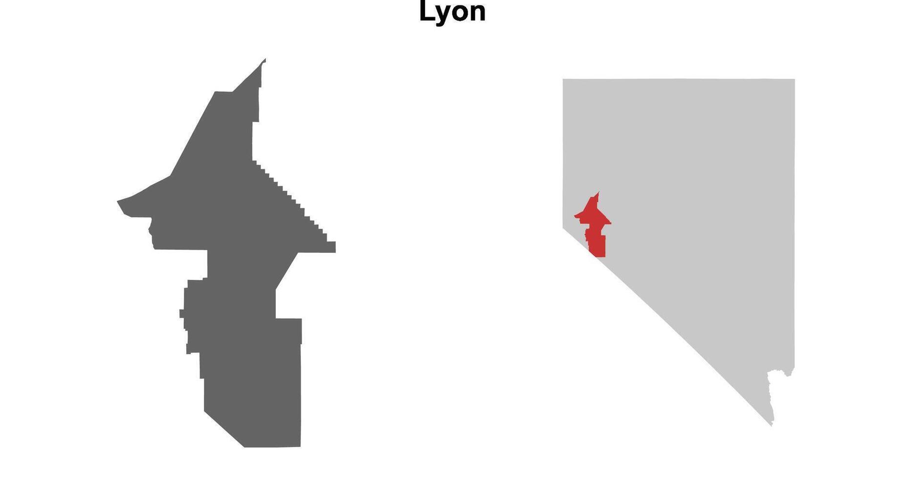 Lyon County, Nevada blank outline map set vector