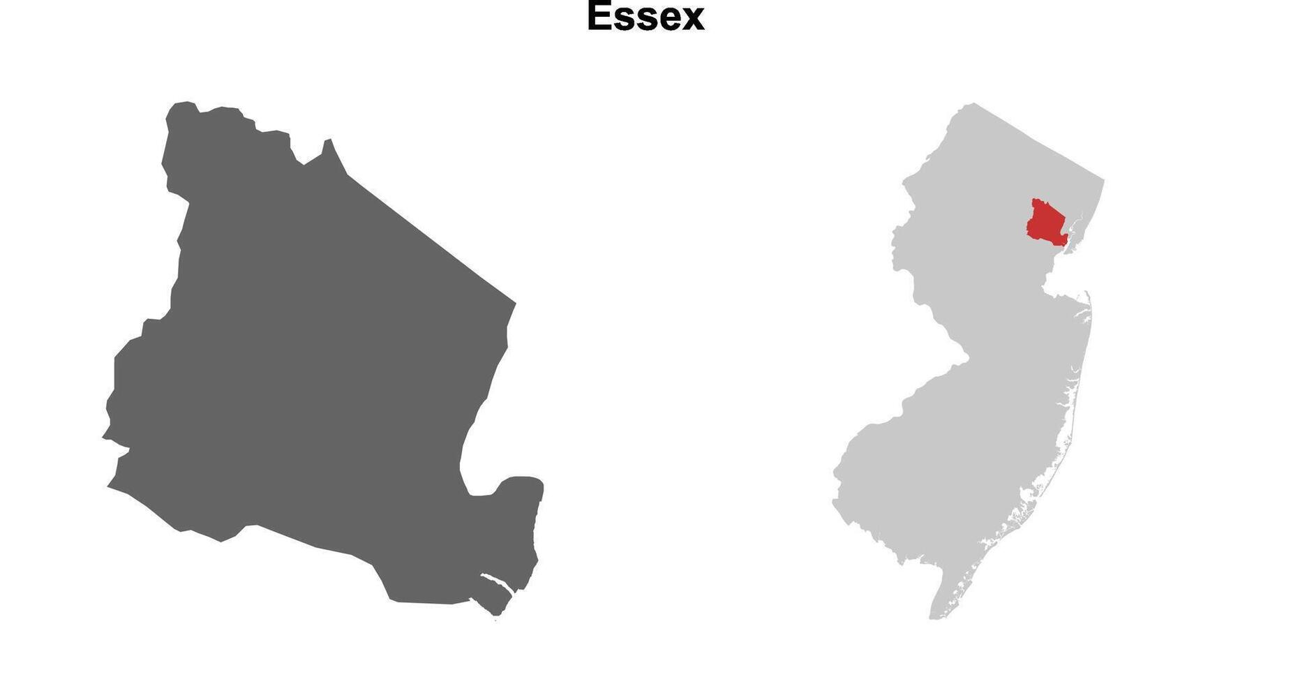 Essex County, New Jersey blank outline map set vector