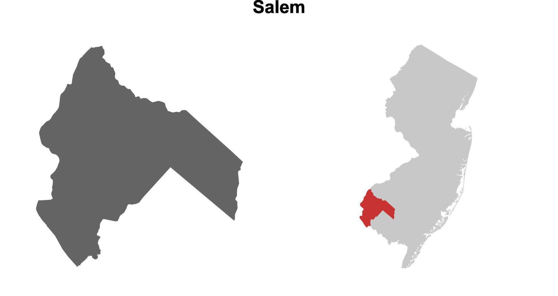 Salem County, New Jersey blank outline map set vector