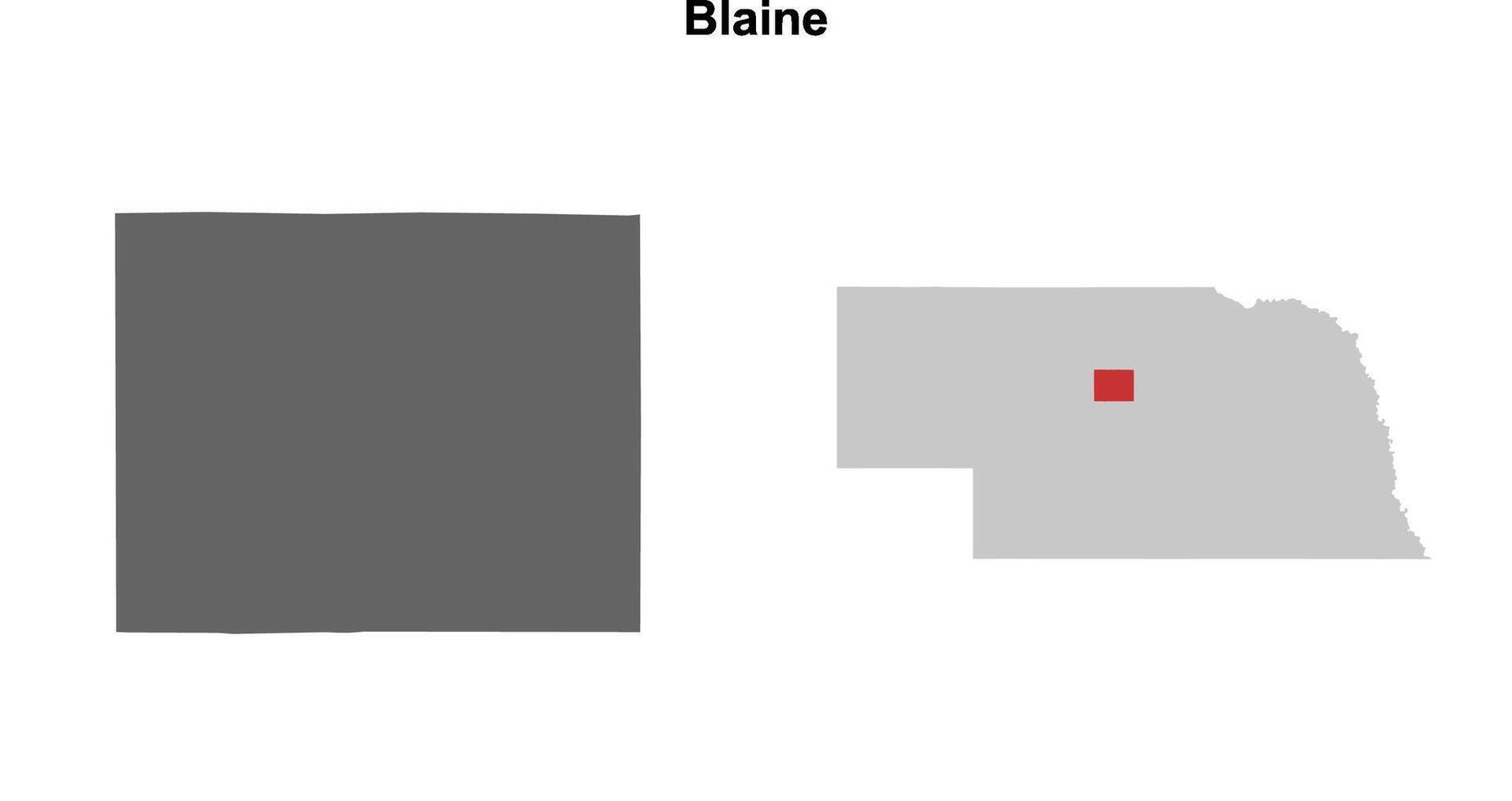 Blaine County, Nebraska blank outline map set vector