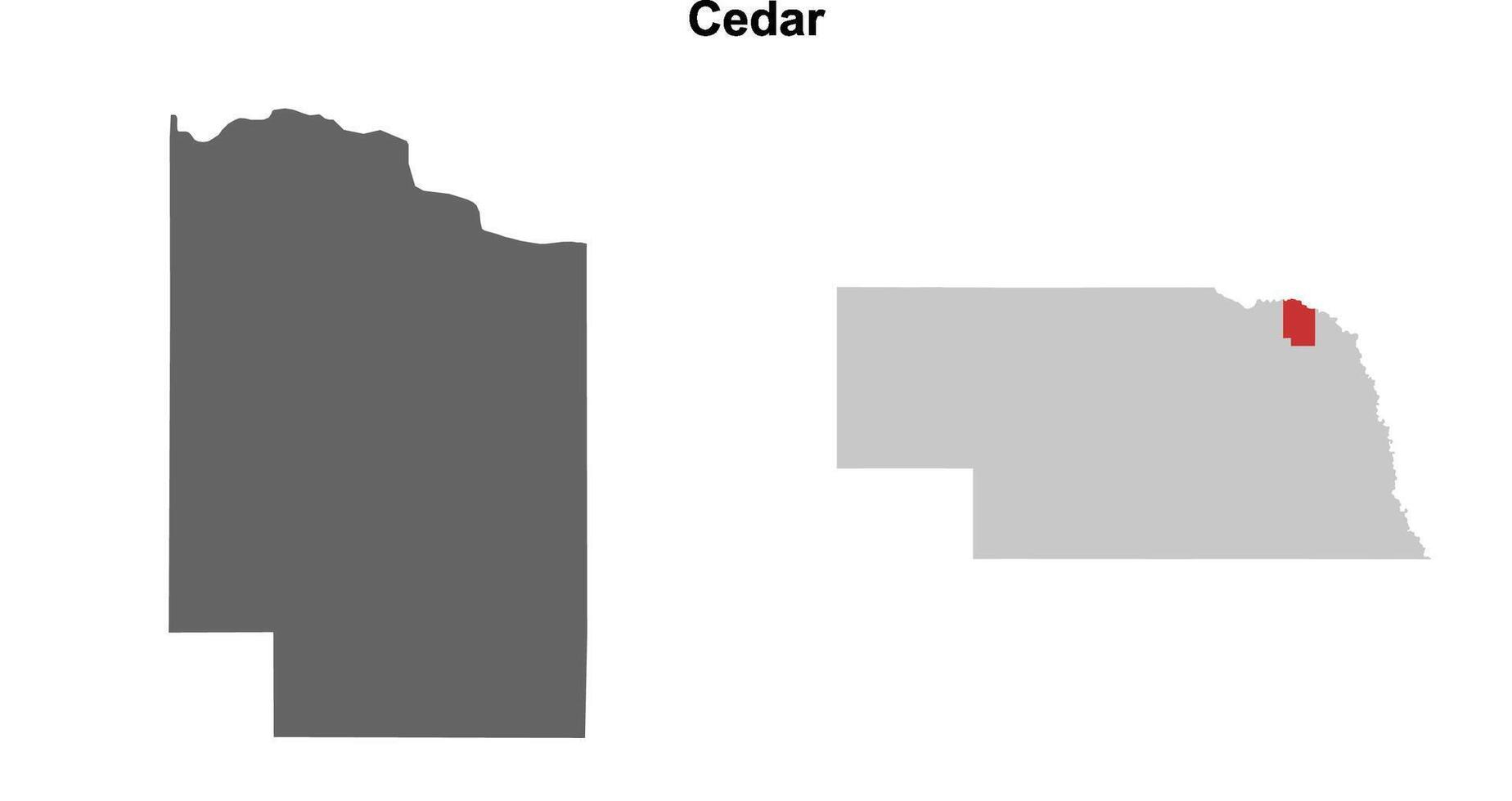 Cedar County, Nebraska blank outline map set vector