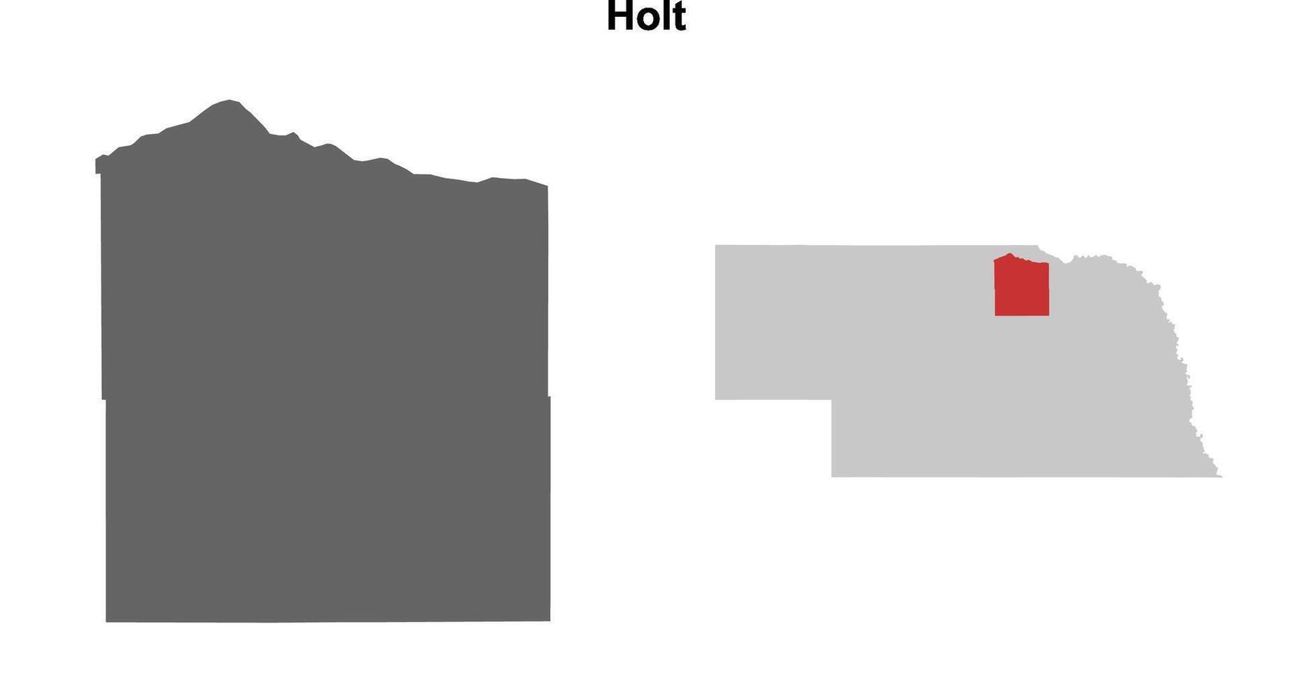 Holt County, Nebraska blank outline map set vector